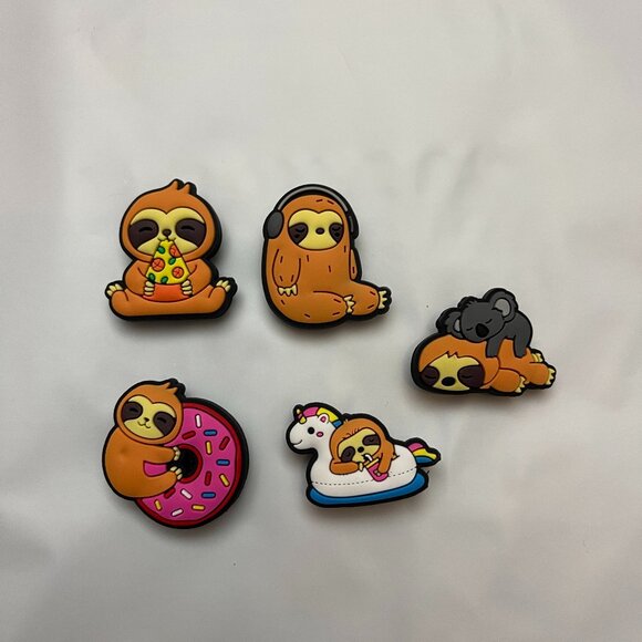 Shoe Charms Sloth - Lot of 5 Sloth Shoes Charms Lot #1 - Picture 1 of 3